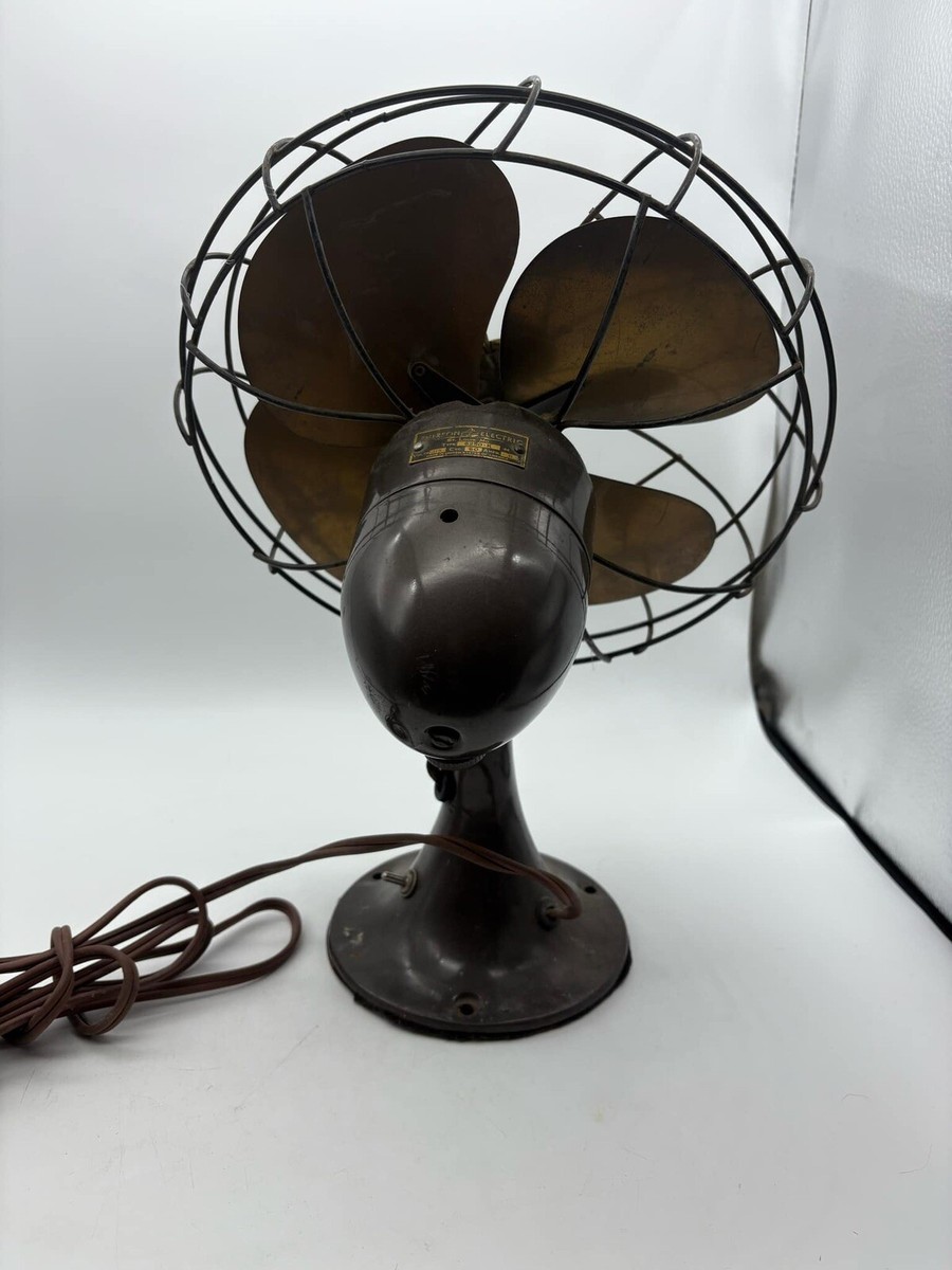 1940年代　EMERSON 6250-D　10インチ真鍮4枚羽ファン Antique Emerson Electric 6250-K Brass Blade Oscillating Desk Fan