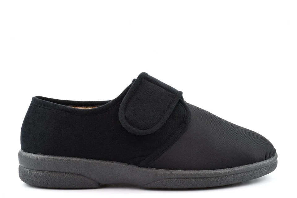 Mens Wide Fit Slippers Washable Extra Wide Slippers Touch Fasten 4E Width EEEE - Image 3 of 3