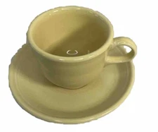Fiestaware Homer Laughlin Lite Yellow Tea Coffee Cup Saucer USA Fiesta