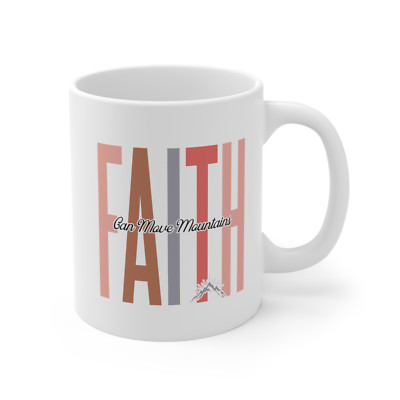 Christian Quote Mug Minimalist Faith Mountains Inspirational Gift Coffee Cup