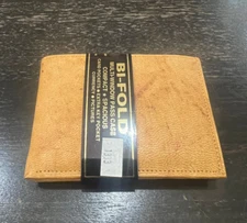 BI-FOLD TAN Color Leather Wallet - Real Leather ID Holder & Credit Card Case NEW