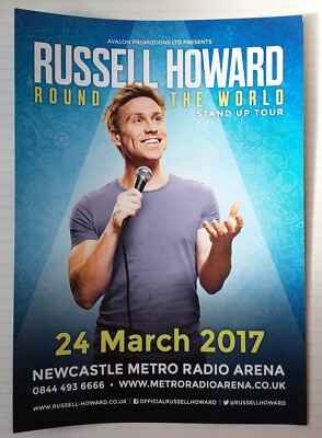 RUSSELL HOWARD TOUR KONZERT FLYER 2017 UK Round the World Comedy Newcastle Arena