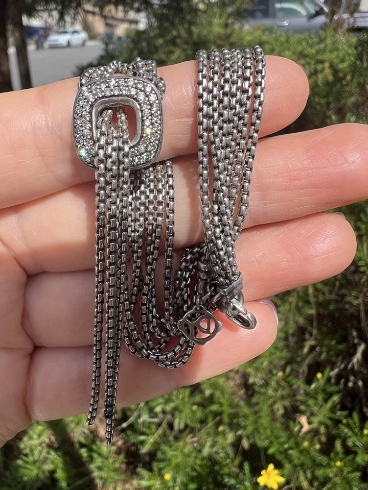 Collar Colgante David Yurman Plata Esterlina Diamante Lariat Cascada Borla Foto 2 de 4