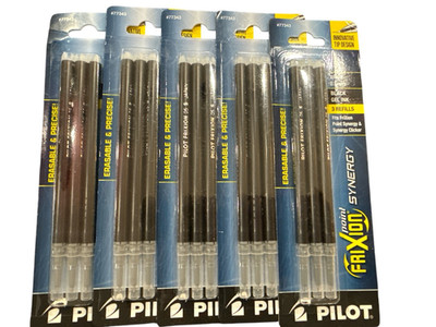 Lot 5 Pilot Frixion Synergy Pen Refills 0.5mm Black Ink 3-Pack Erasable