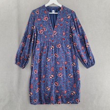 Gap Dress Womens Small Tall Blue Red Floral Shift Tiered Sleeve Boho Cottage