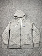 Patagonia Quilt Hoodie Women's Size XS Beige Organic Cotton Full Zip Sweater