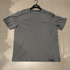 Vintage Nike Herren grau sportlich Rundhalsausschnitt leicht Polyester Logo T-Shirt XXL