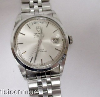 VINTAGE ROLEX TUDOR OYSTER PRICE DATE DAY WATCH MENS 94155 SS SMOOTH BEZEL