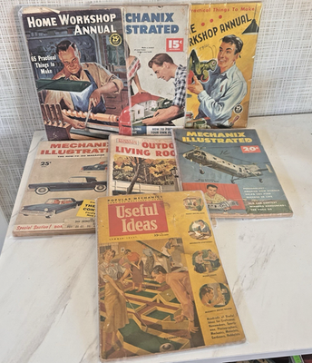 #ad Vintage Magazines Lot of 7 Popular Mechanics Mechanix Illustrated 1940#x27;s 1950#x27;s $19.99