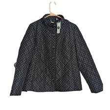 NWT Chico's QUILTED COLLAR Jacket - Medium Women's-Black  White Polkadot