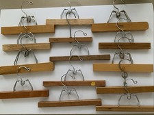 14 Vintage Wooden Trouser Clothes Hangers 5 Setwell 9 Unmarked