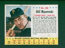 1963 Jell-O Baseball Card - #138 Bill Mazeroski