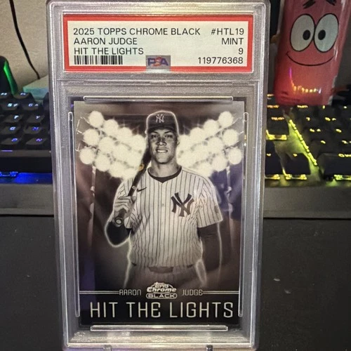 2025 TOPPS CHROME BLACK HIT THE LIGHTS #HTL19 AARON JUDGE PSA 9