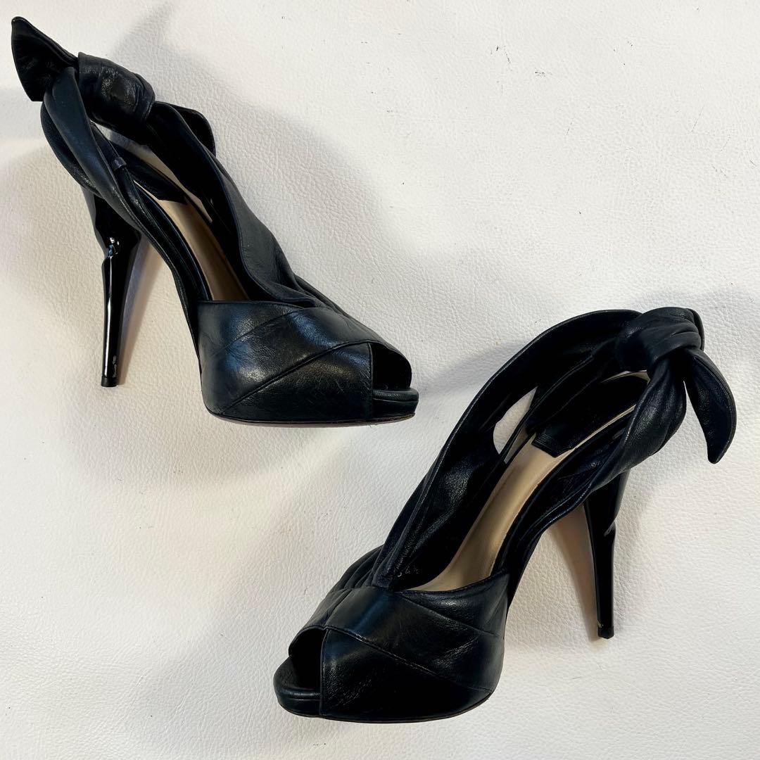 Christian Dior Pumps Heel Ribbon Leather Black EU34.5/US4.5 107319c thumbnail 5