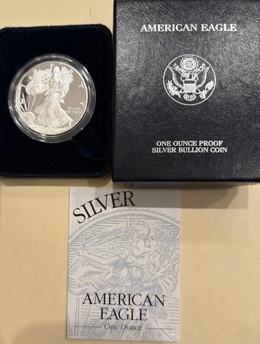 1999 P American Eagle One Ounce Proof Silver Bullion Coin Box & COA