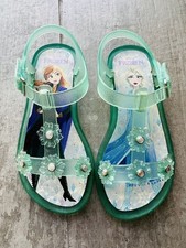 Disney Frozen Elsa Ana Green Jelly Sandals Toddler Girls Shoes Snowflake 10