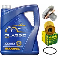 MotoröL Filter Set Mannol 10W-40 5 Liter + Schraube FüR Peugeot 807 2.2 Hdi EB