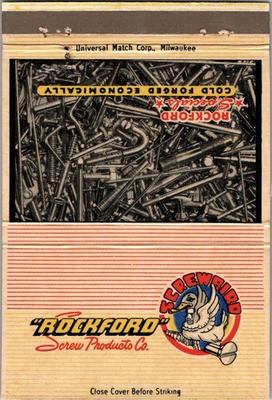 #ad #ad 1950s Rockford Screw Products Co. Rockford Illinois 40 Strike Matchbook MB110 $15.95