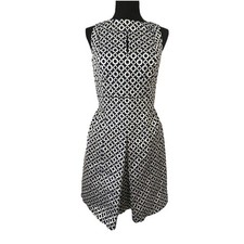 LAUREN Ralph Lauren Sz 4 Navy/Gold Geo A-Line Keyhole Dress Cocktail Wedding
