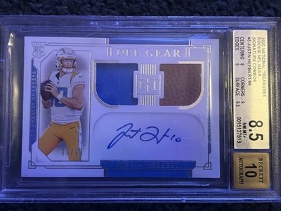 2020 National Treasures JUSTIN HERBERT Rookie AUTO NFL Gear RPA  /99 BGS 8.5 10