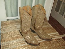 Corral Teens Embroidery  Tan Overlay Studs Boots T0135 Size 3 T
