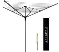 4 Arm 40M Rotary Clothes Airer Outdoor Folding Washing Line with Cover & Spike