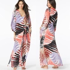 Vince Camuto Caftan Maxi Dress Coverup XS Oversized Tropical Resortwear
