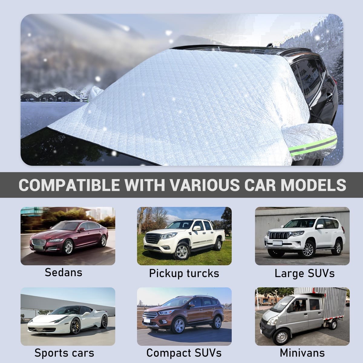 Car Truck Windshield Winter Snow Cover Front Window + Rearview Mirror Protector