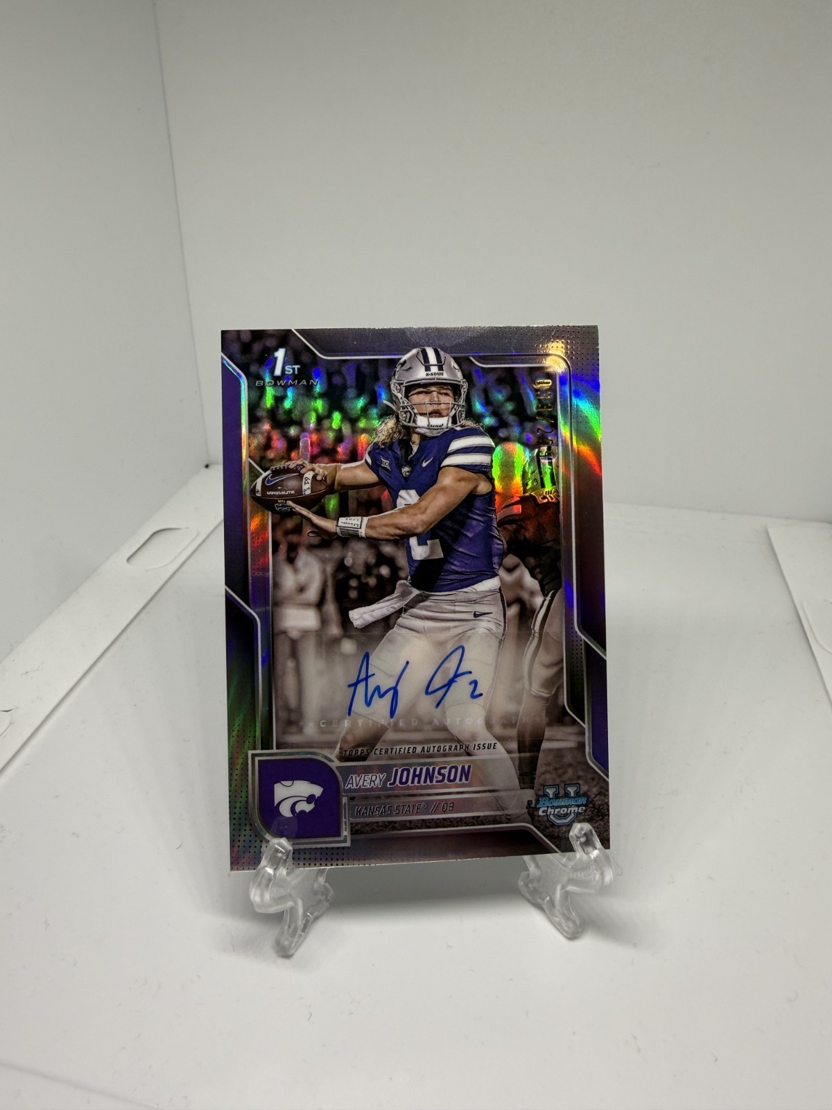 2025 1st Bowman Chrome U Avery Johnson Auto Refractor /299 Kansas State