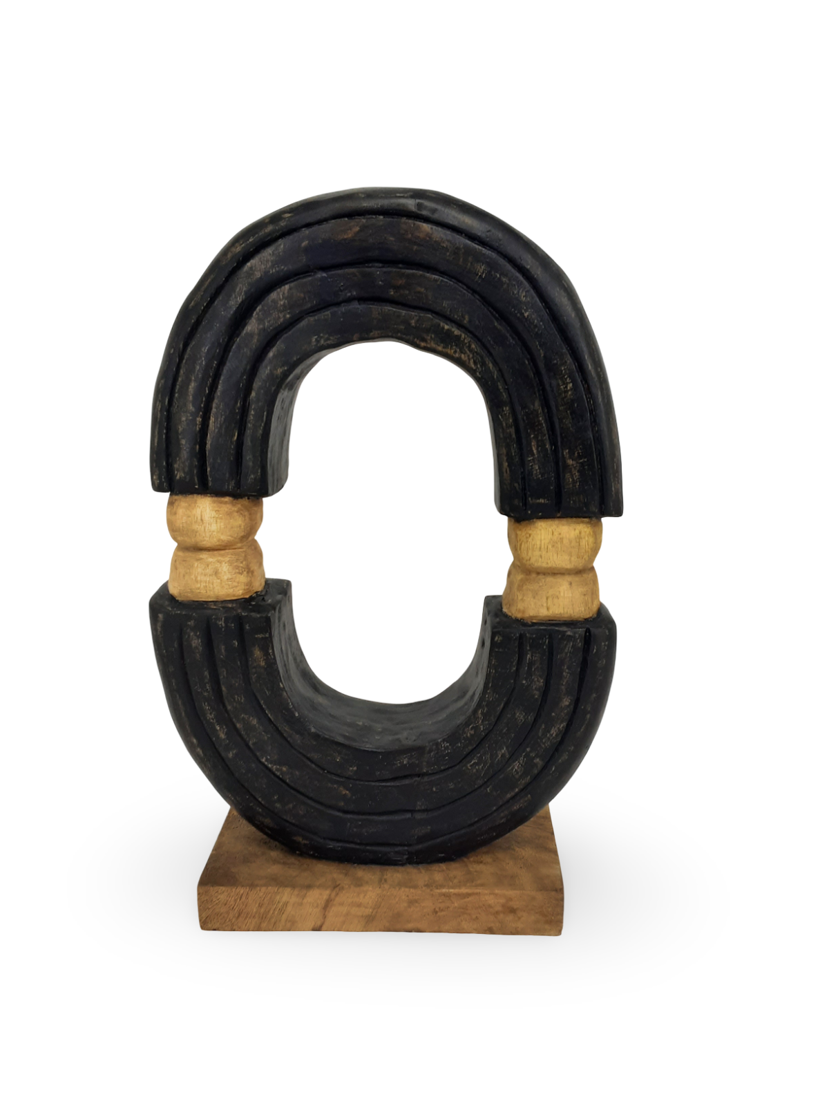 Mango Wood Arched Sculpture - Freestanding Decorative Accent for Home Accessorie