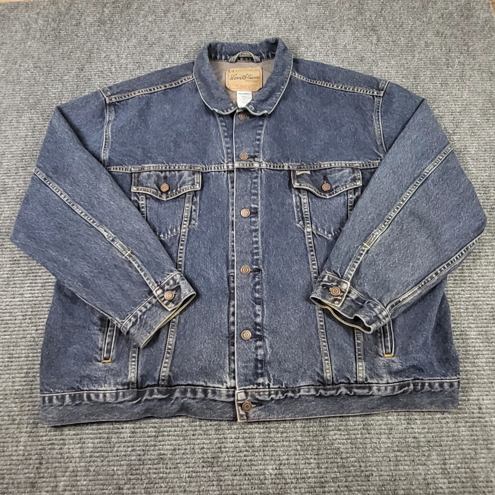 Levi's Trucker Jacket Men's 4XL Blue Drak Wash Denim Distressed Cowboy Rancher