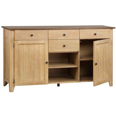 Brook Sideboard, Two Door | Four Drawers | Open Shelves, Distressed light cre...