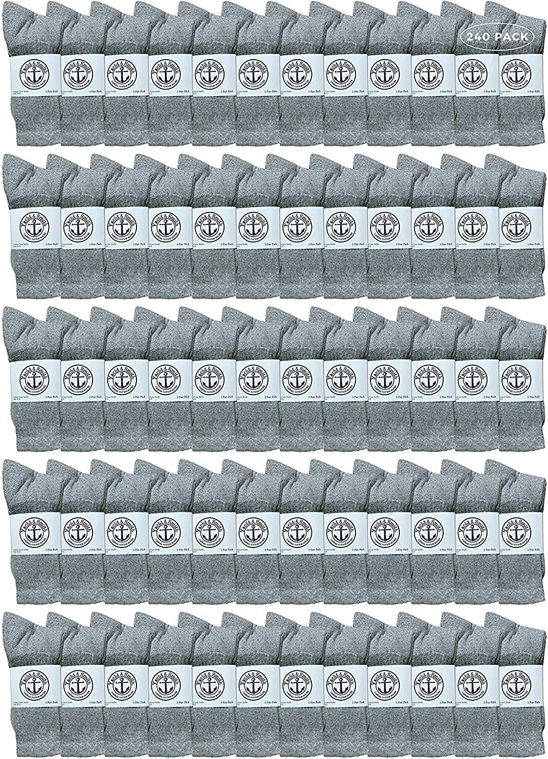 240 Units of Women's Premium Cotton Crew Socks Gray Size 9-11 - Womens Crew Sock