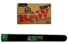 RAW Classic 500's 1 1/4 Size Cigarette Papers | Includes ARC Saver Tube