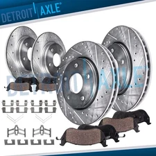 11.10" Front and Rear Drilled Rotors Brake Pads Kit for 2003-2011 Honda Element
