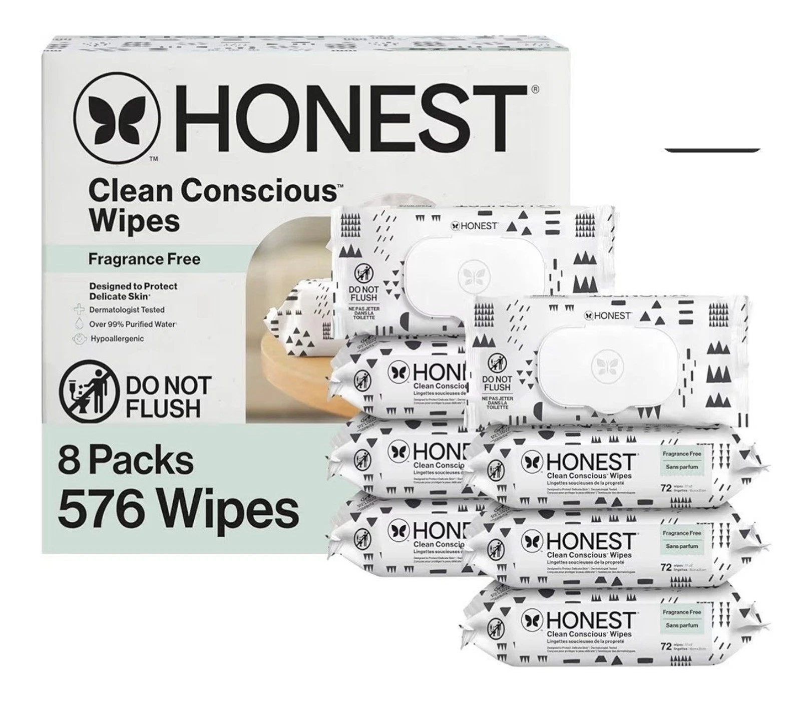 The Honest Company Wipes 8 Packs Baby Wipes Hypoallergenic Sensitive Skin OWL