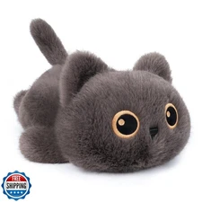 YOUBLEK 1.9 lbs Weighted Stuffed Animals Cat - Dark Grey Cat Plus