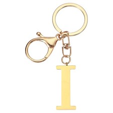 Initial Letter Key Chain Letter A-Z Keychain Initials Keyring, Golden I 