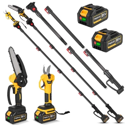 MELLWIN 21V 3IN1 Akku Kettensäge Teleskop Hochentaster Gartenschere Brushless Mit 2 Akku
