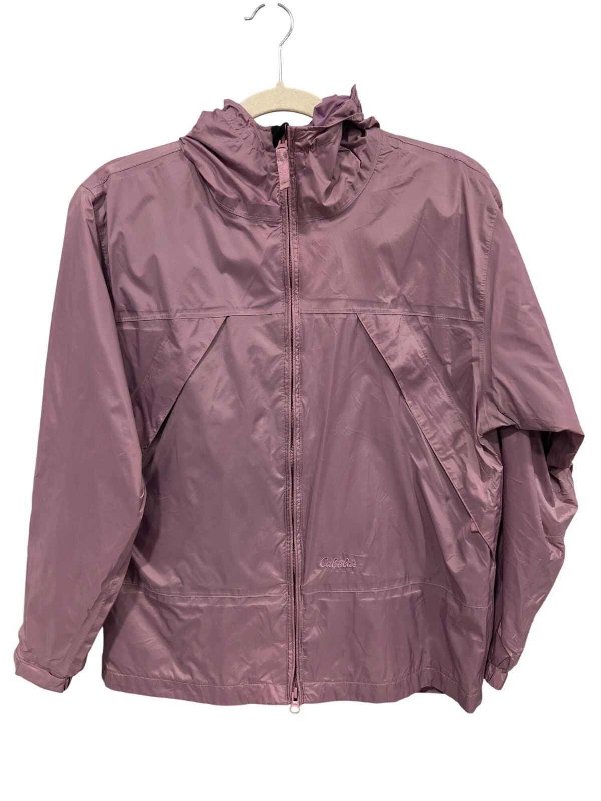 Cabelas Full Zip Hooded Windbreaker Jacket Size Large Vented Mesh Active Outdoor