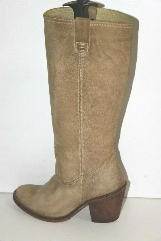 FELMINI Bottes à Talons Cavalières Cuir Pleine Fleurs Beige T 37 TBE - Photo 3/4