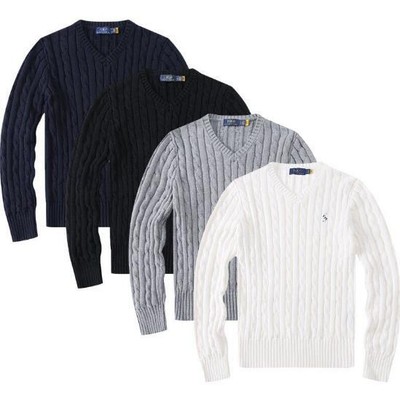 Damen V-Ausschnitt Pullover Sweater Sweatshirt Strickpullover Langarm