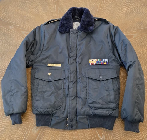 Middlesex Naval US Coast Guard Auxiliary Bomber Jacket Size S Blue Military - product listing photo