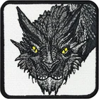 Drachen Aufnäher Aufbügler Drachenkopf Patch Smaug der Goldene Sticker 75x75mm