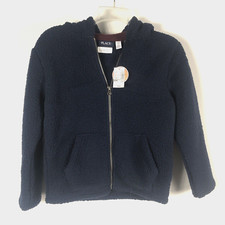 Childrens Place Jacket Boys M 7 8 Sherpa Fleece Navy Blue Cozy Hoodie New