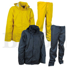 Impermeabile Uomo Anti Pioggia da Lavoro Caccia Giacca e Pantalone Giallo Blu