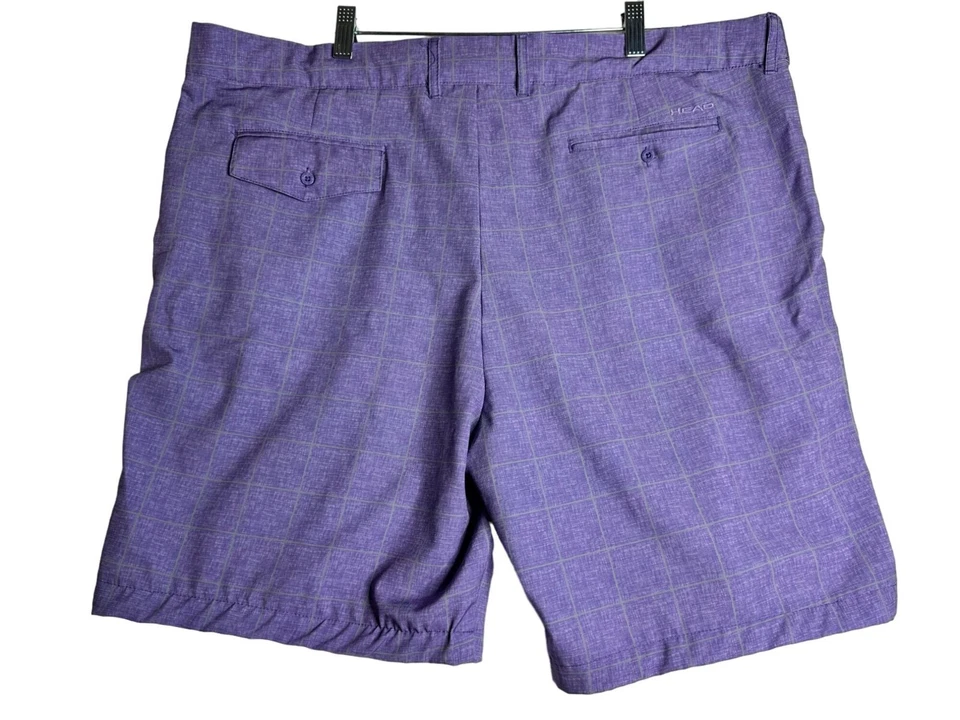 HEAD Golf Purple Plaid Stretch Performance Shorts Mens 42 - 7.5 inch Inseam - Image 2 of 4