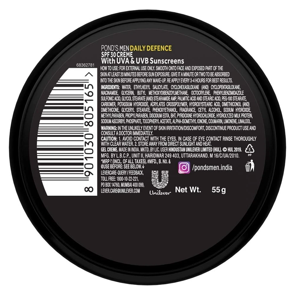 Crema facial Pond's Men Daily Defence FPS 30, 55 g (paquete de 1) + envío gratuito Foto 2 de 4