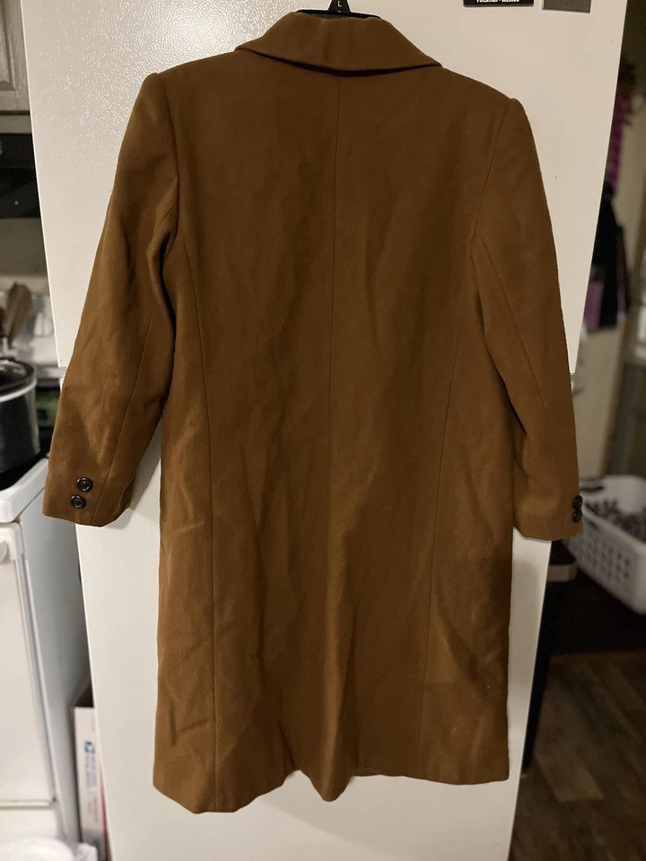 Gabardina larga Adolfo Classics para mujer marrón 100 % lana talla 6P Foto 2 de 4