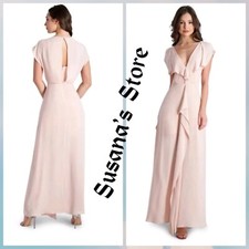 NWT BCBG MAXAZRIA SIZE 8 Ruffle Cascade V-neck Front Slit Maxi Gown Dress 298